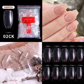 1 Bag 500PCS Artificial Nail Art Tips;  Coffin Long Square Stiletto Nail Fake Tips (Color: 02CK)