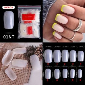 1 Bag 500PCS Artificial Nail Art Tips;  Coffin Long Square Stiletto Nail Fake Tips (Color: 01NT)