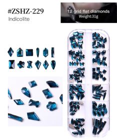 1Box High Quality 3D Flat Back Luminous AB Crystal Stone Mixed Size Charm Nail Art Rhinestone Design (Color: #ZSHZ-229)