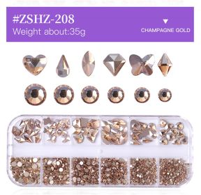 1 Box Different Shape Nail Stones 3D DIY Nail Art Crystal  Diamond Decoration Rhinestone (Color: #ZSHZ-208)