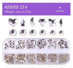 1 Box Different Shape Nail Stones 3D DIY Nail Art Crystal  Diamond Decoration Rhinestone (Color: #ZSHZ-214)