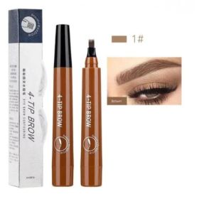 Simulated native eyebrow lasting four-fork liquid water eyebrow pencil four-head three-dimensional color rendering waterproof and sweat-proof eyebrow (Color: Light brow)